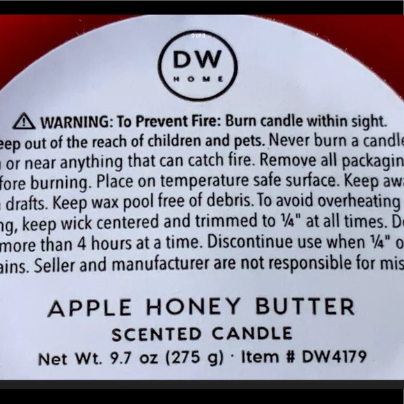 DW HOME CANDLE APPLE HONEY BUTTER RICHLY SCENTED NEW - Picture 3 of 3